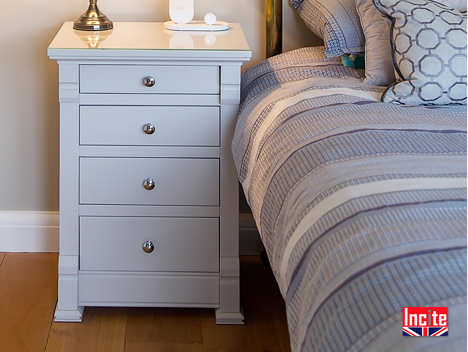 Bespoke Painted Oak Bedside Incite Interiors